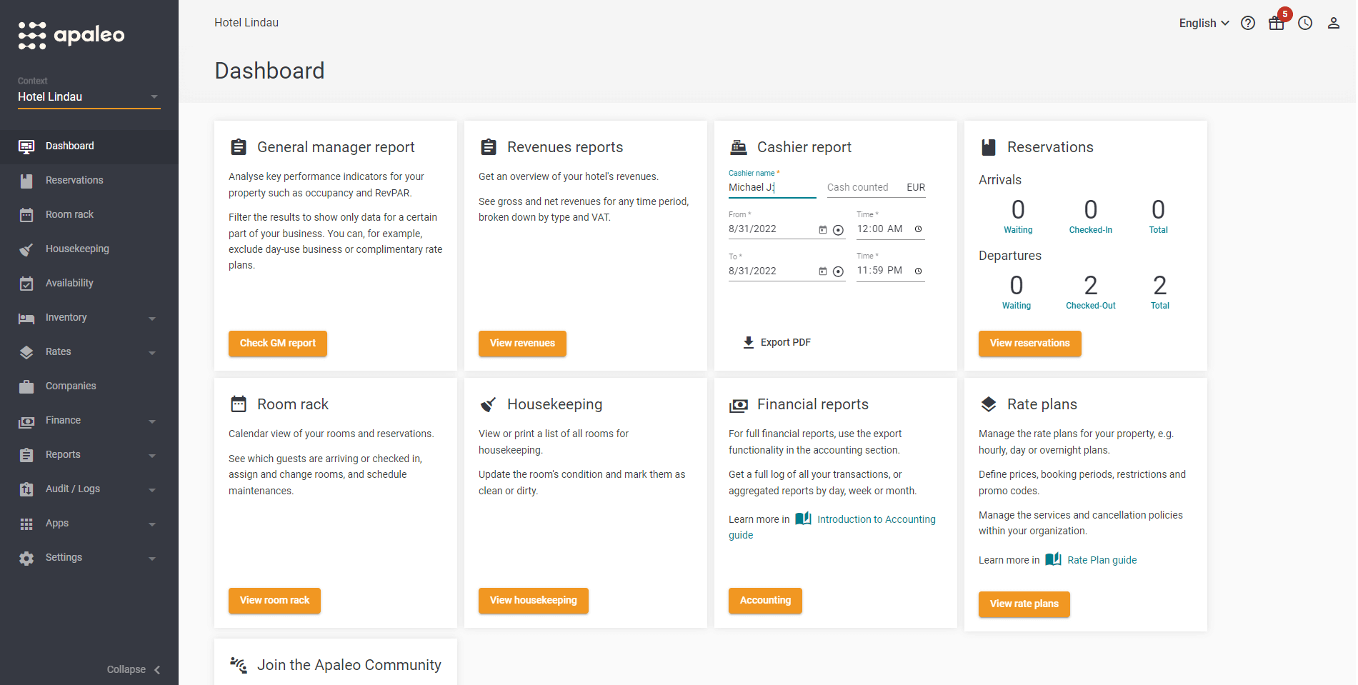 Apaleo screenshot