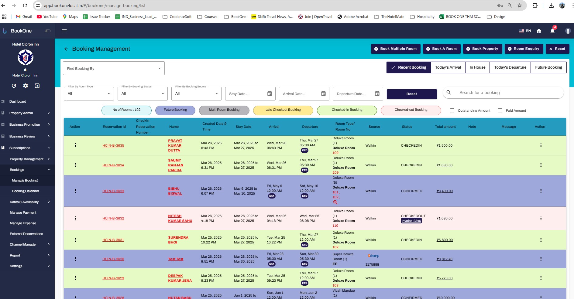 Bookone PMS By CredenceSoft screenshot
