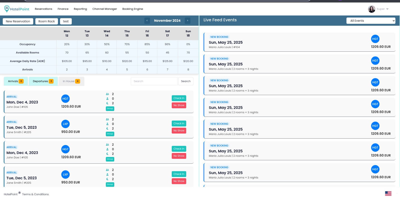 HotelPoint PMS screenshot