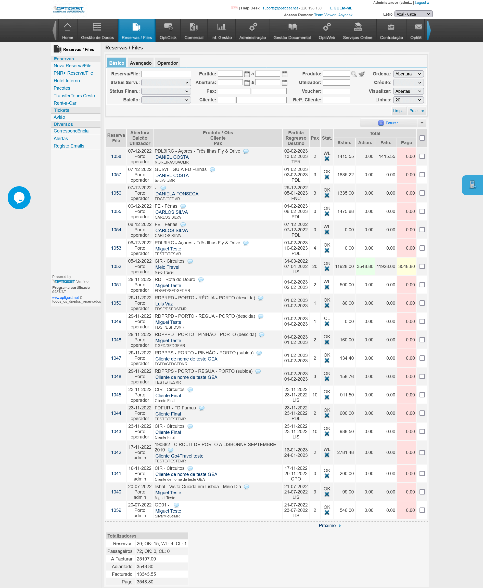 Optigest screenshot